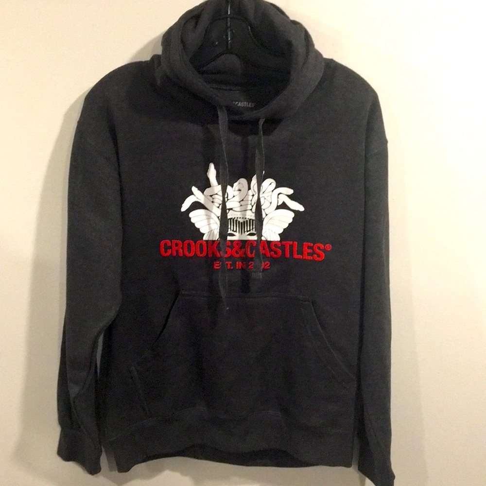 CROOKS & CASTLES Grey Hoodie Sweater Size Small